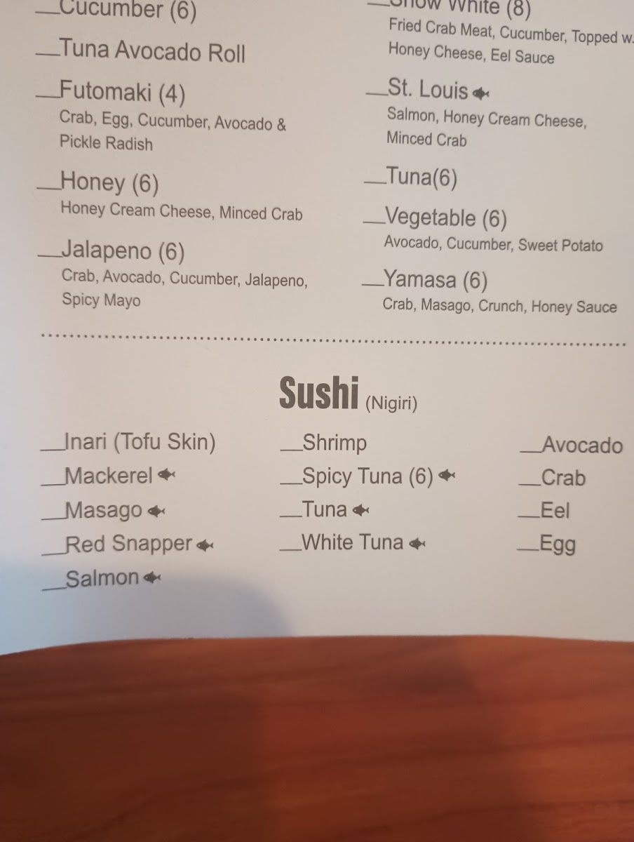 Sushi King menu board