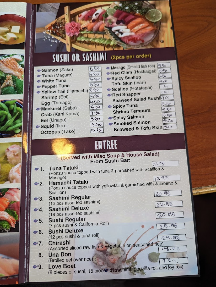 Sushi King menu board