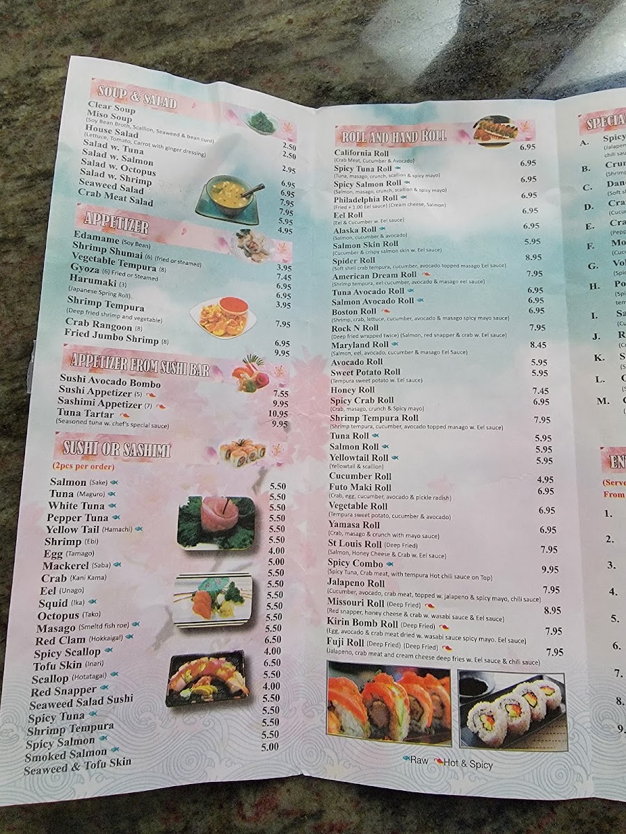 Sushi King menu board
