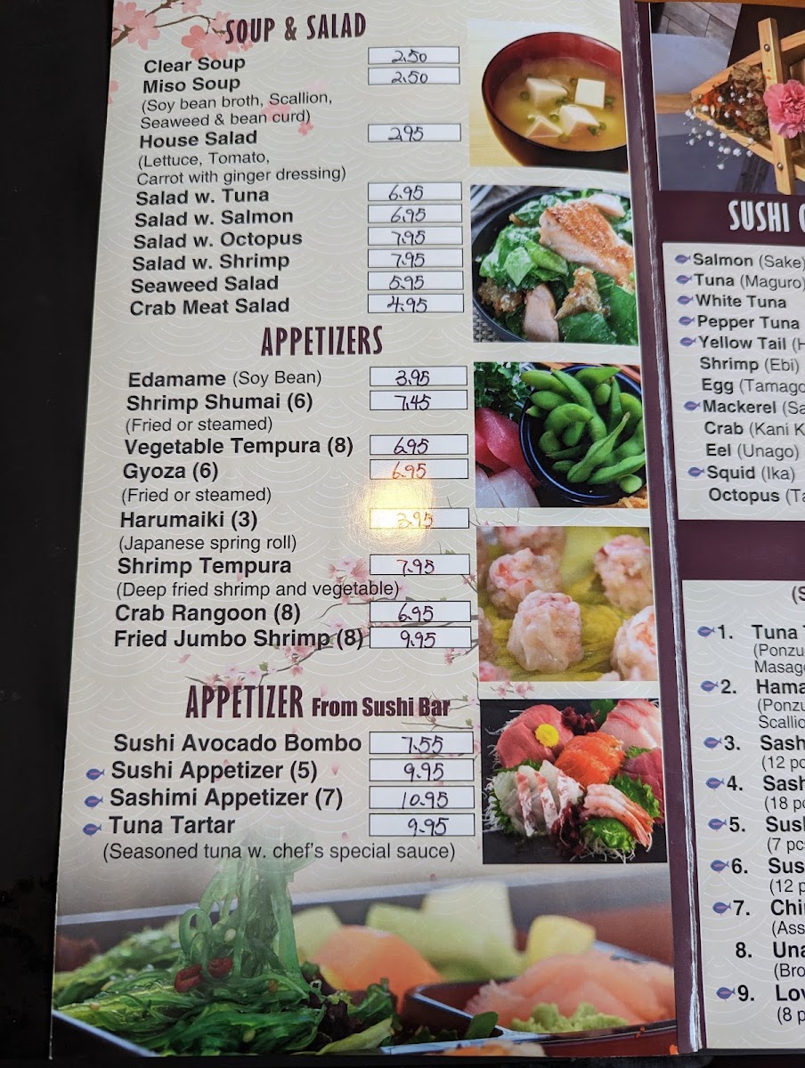 Sushi King menu board