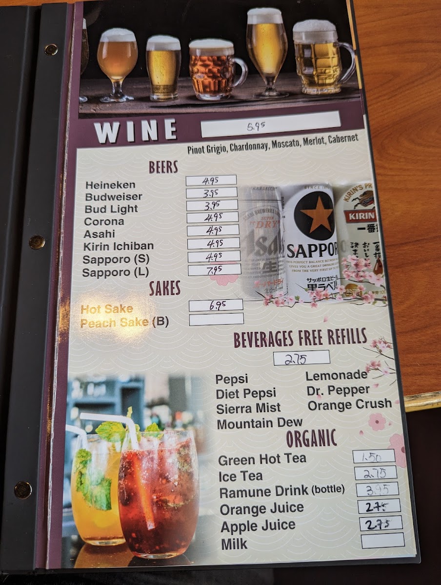 Sushi King menu board