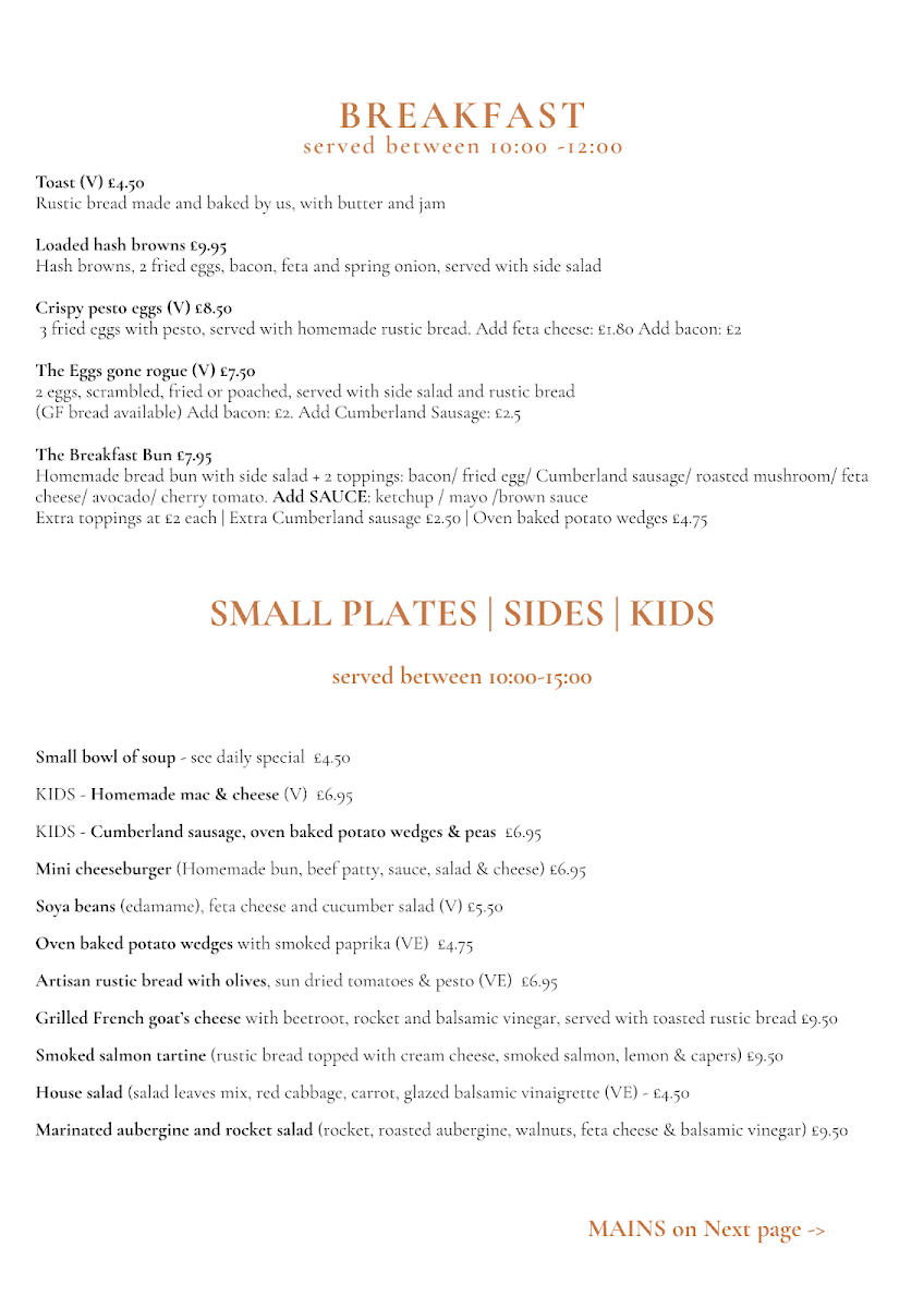 Howling Wolf Artisan Bakery and Café menu board