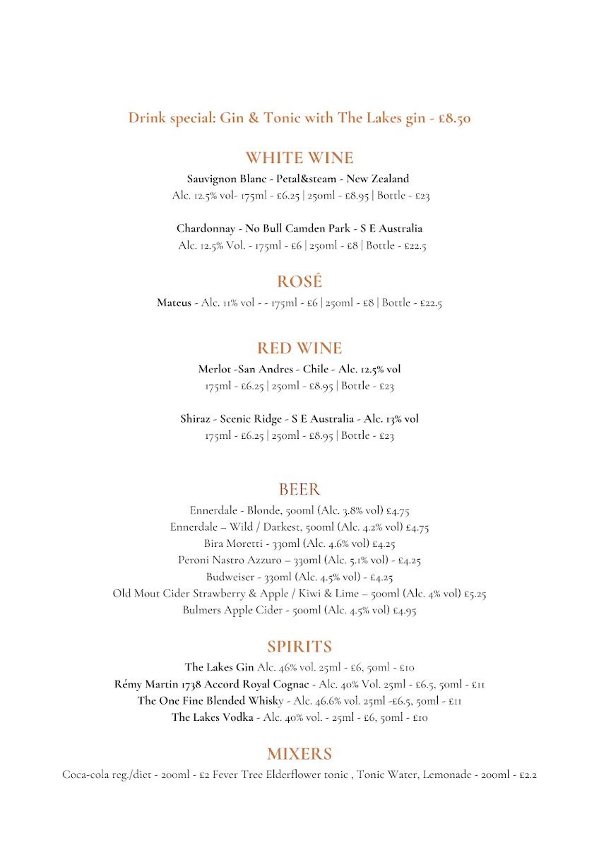 Howling Wolf Artisan Bakery and Café menu board