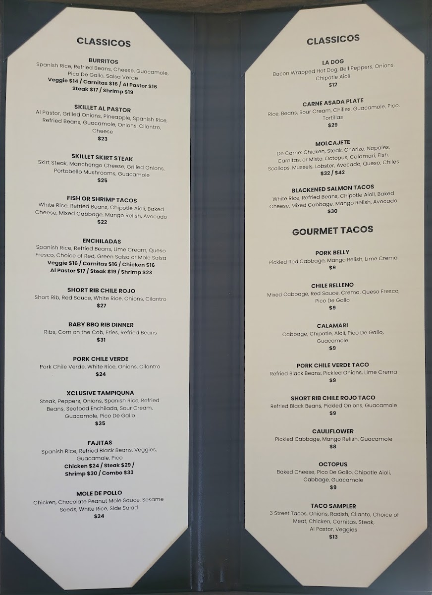 Xclusive Riviera menu board
