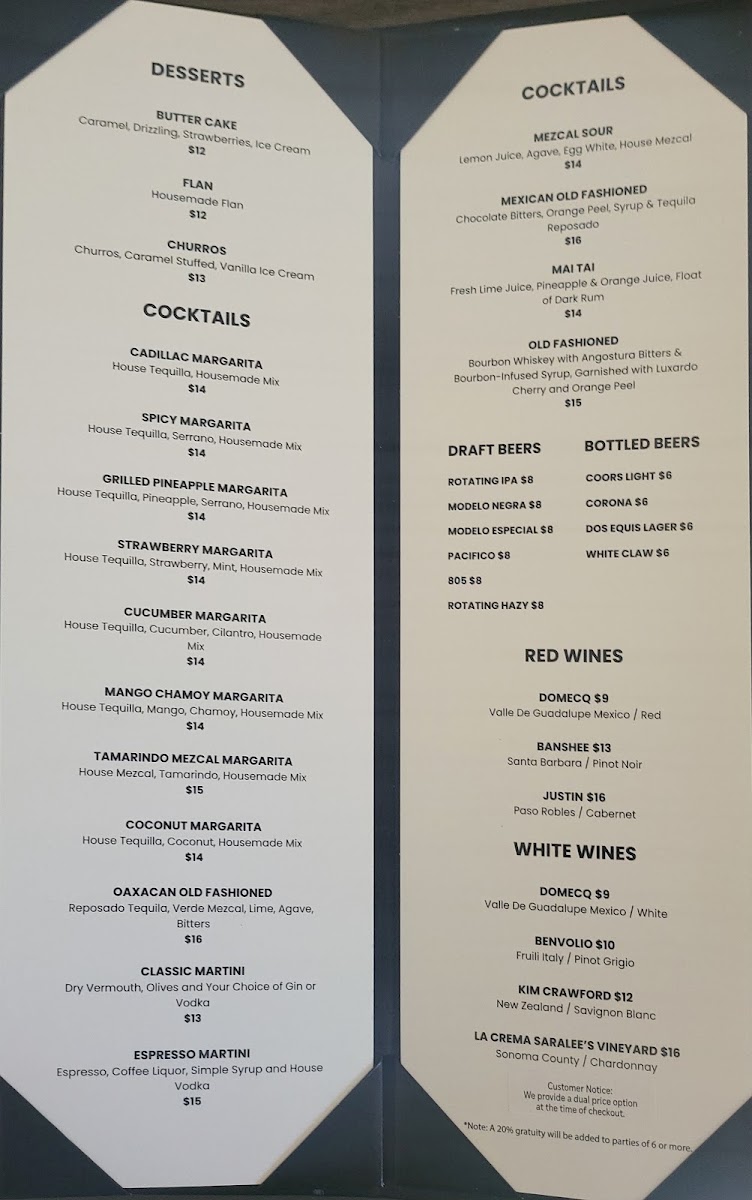 Xclusive Riviera menu board