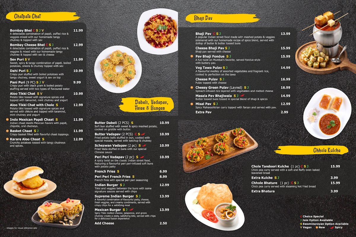 Choice Indian Restaurant menu board
