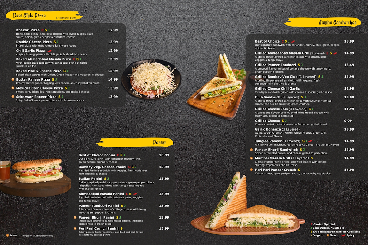 Choice Indian Restaurant menu board