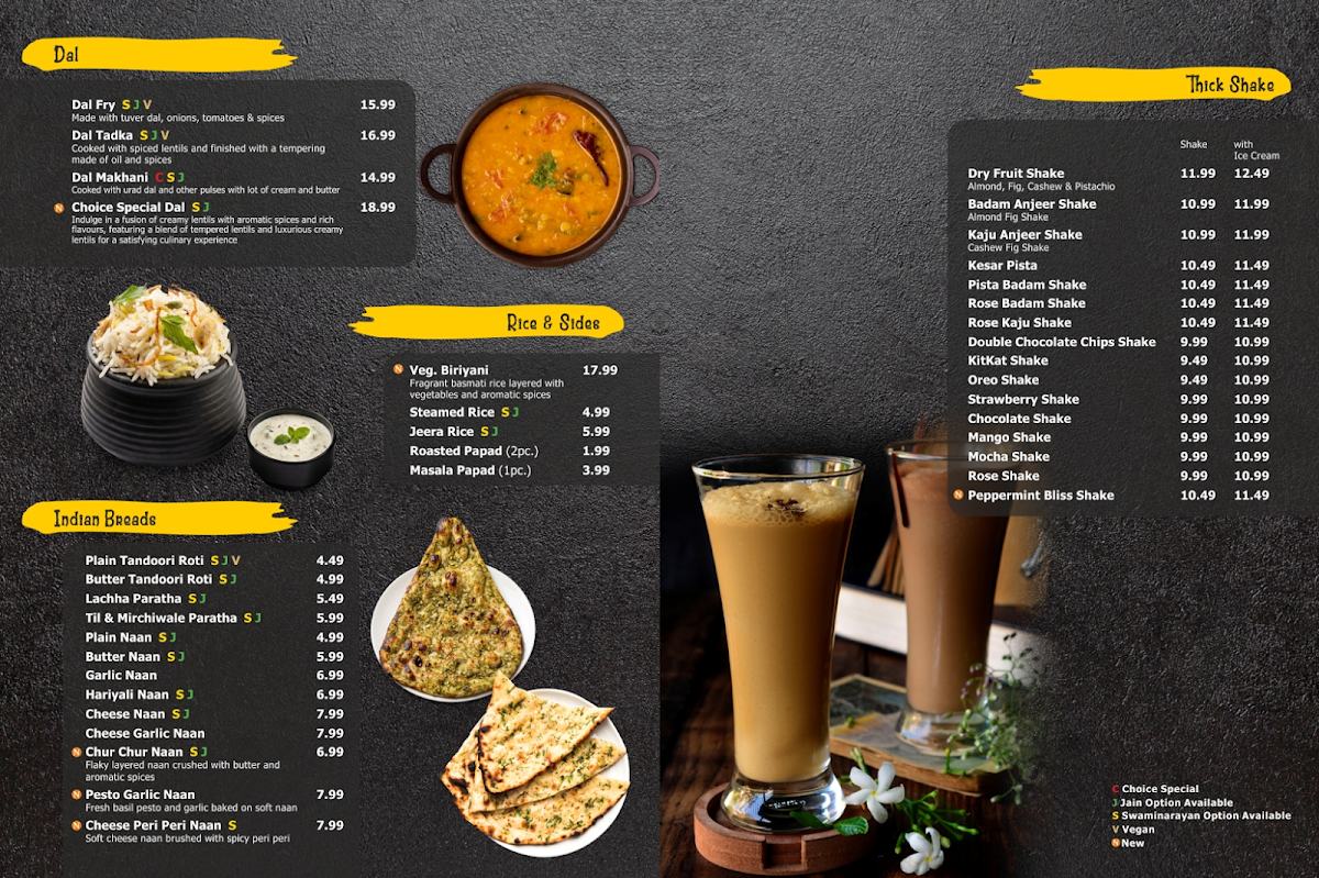 Choice Indian Restaurant menu board