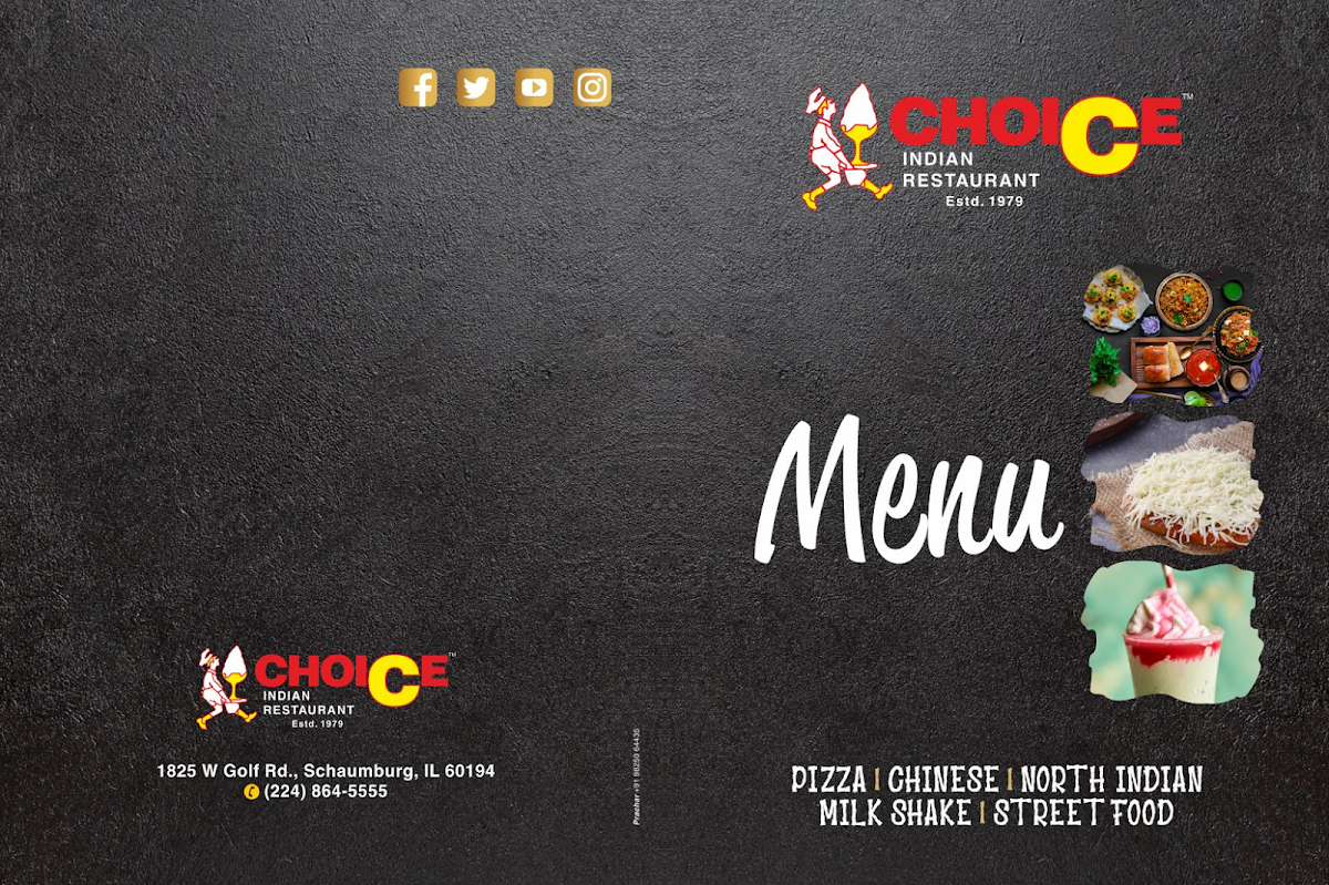 Choice Indian Restaurant menu board