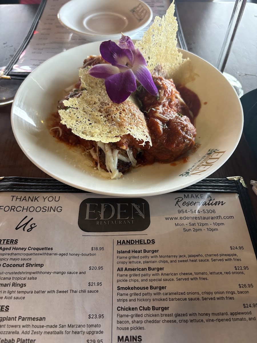 Eden Restaurant FL menu board