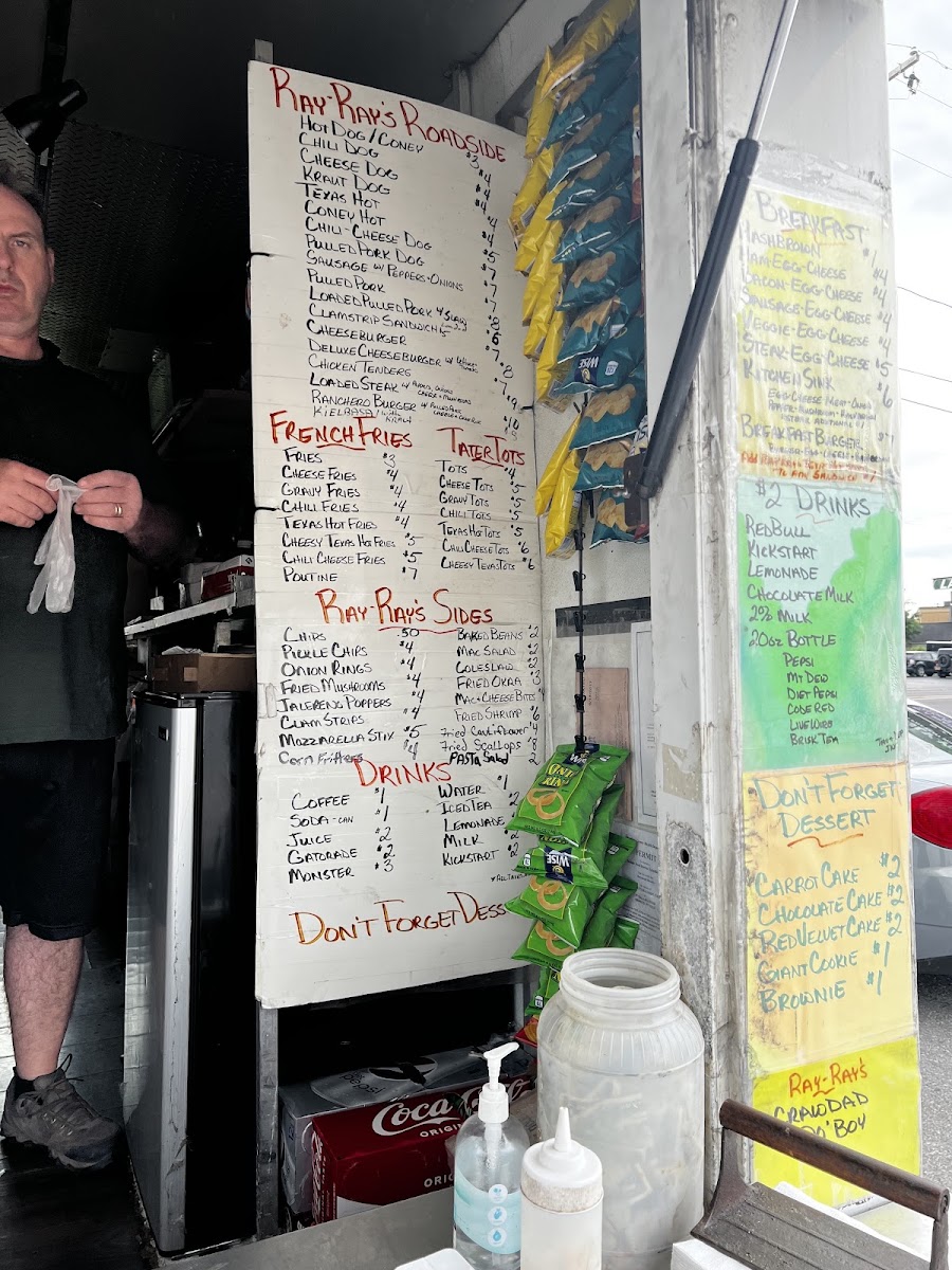 Ray-Ray's Roadside Grill menu board