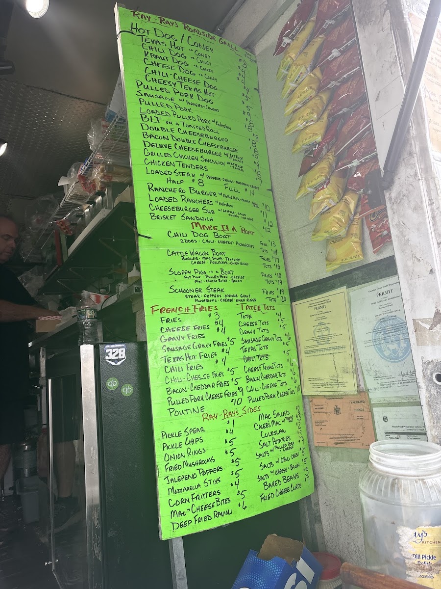 Ray-Ray's Roadside Grill menu board