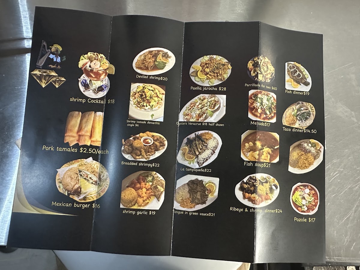 El sazon Jarocho Grill & Bar Restaurant. menu board