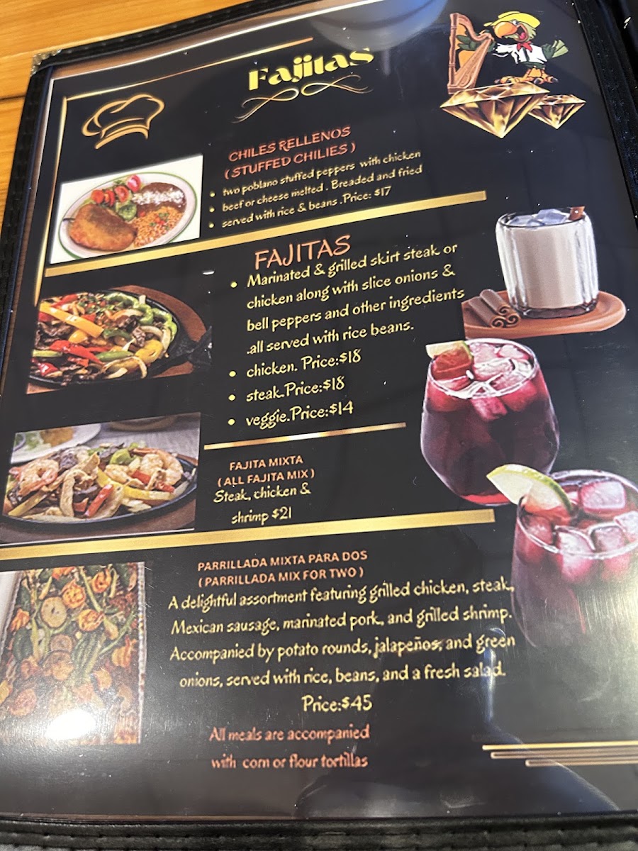 El sazon Jarocho Grill & Bar Restaurant. menu board