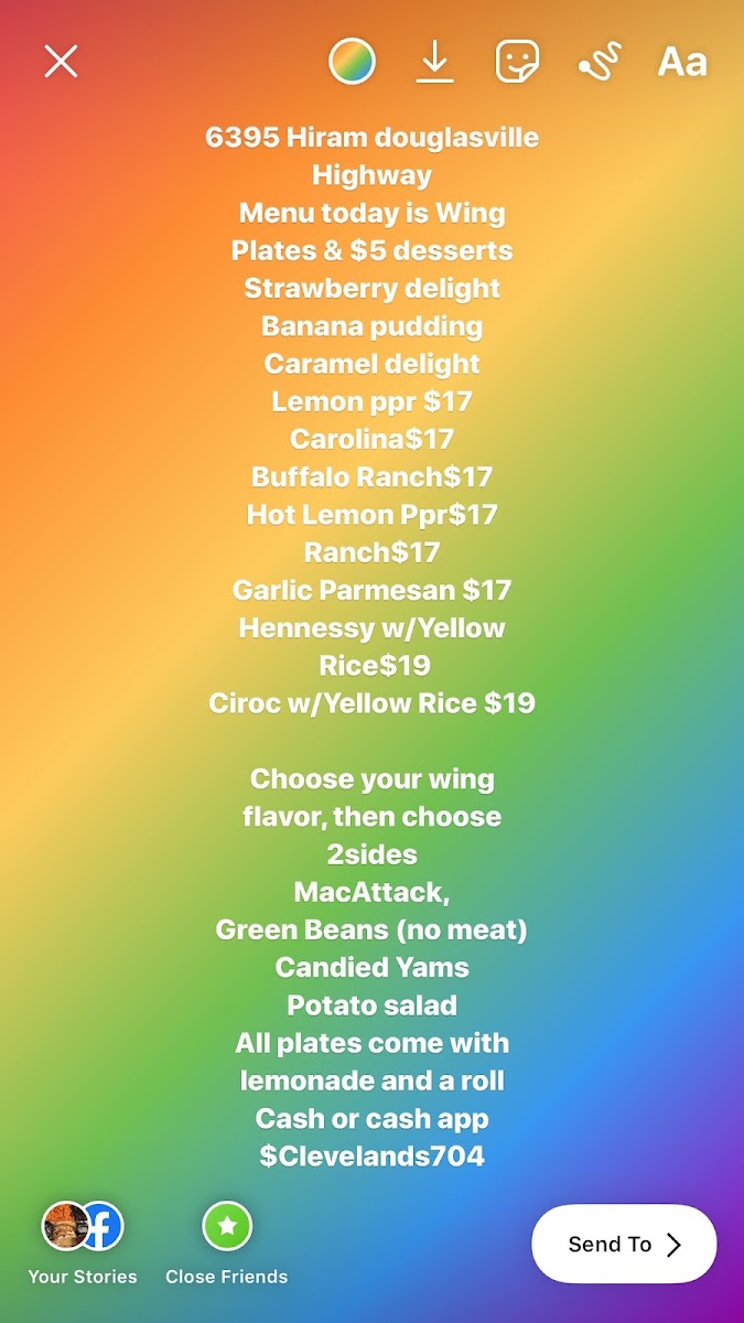 Cleveland’s Concessions LLC menu board