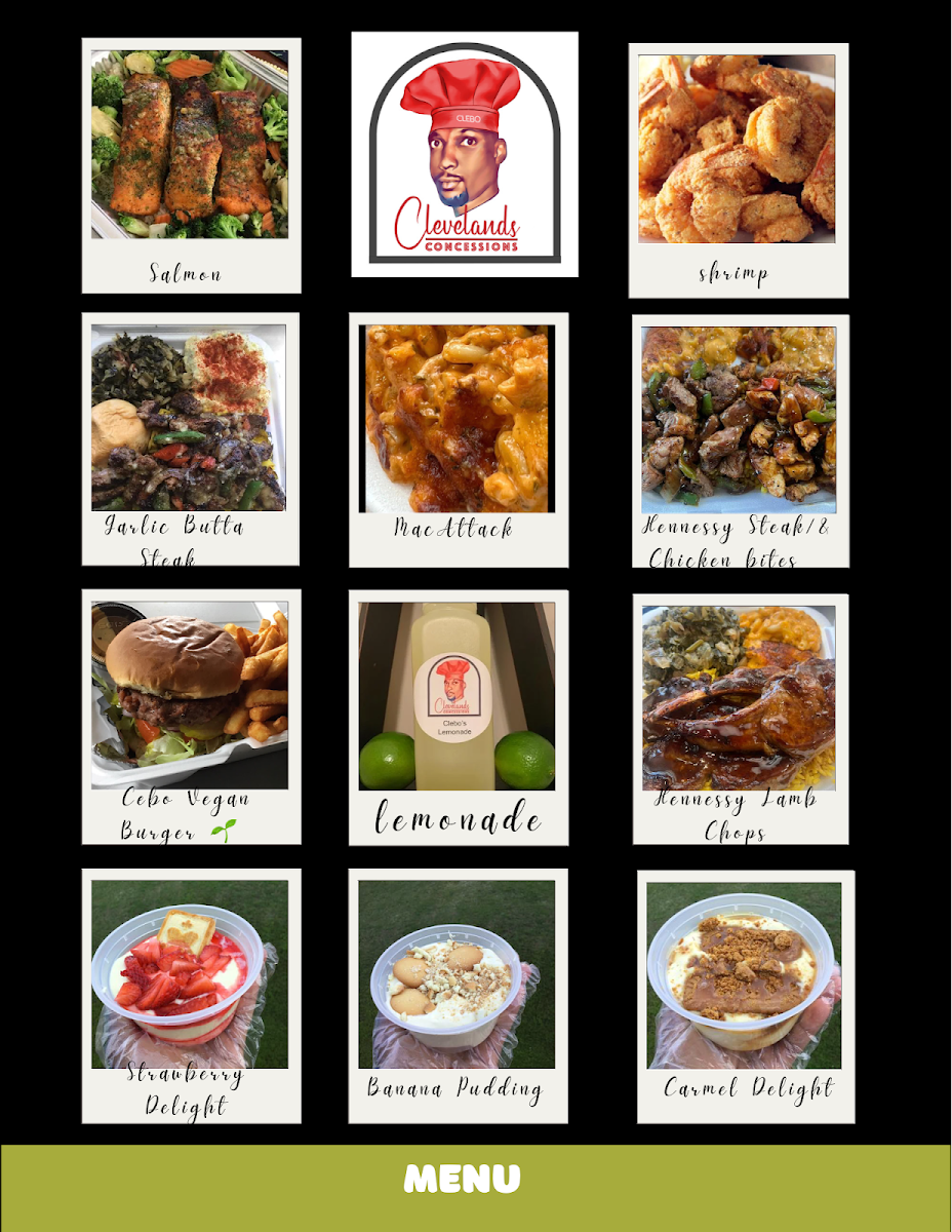 Cleveland’s Concessions LLC menu board
