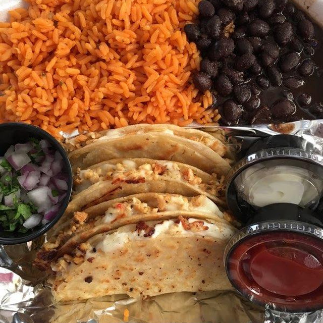 Chicken Tacos with Rice and Beans