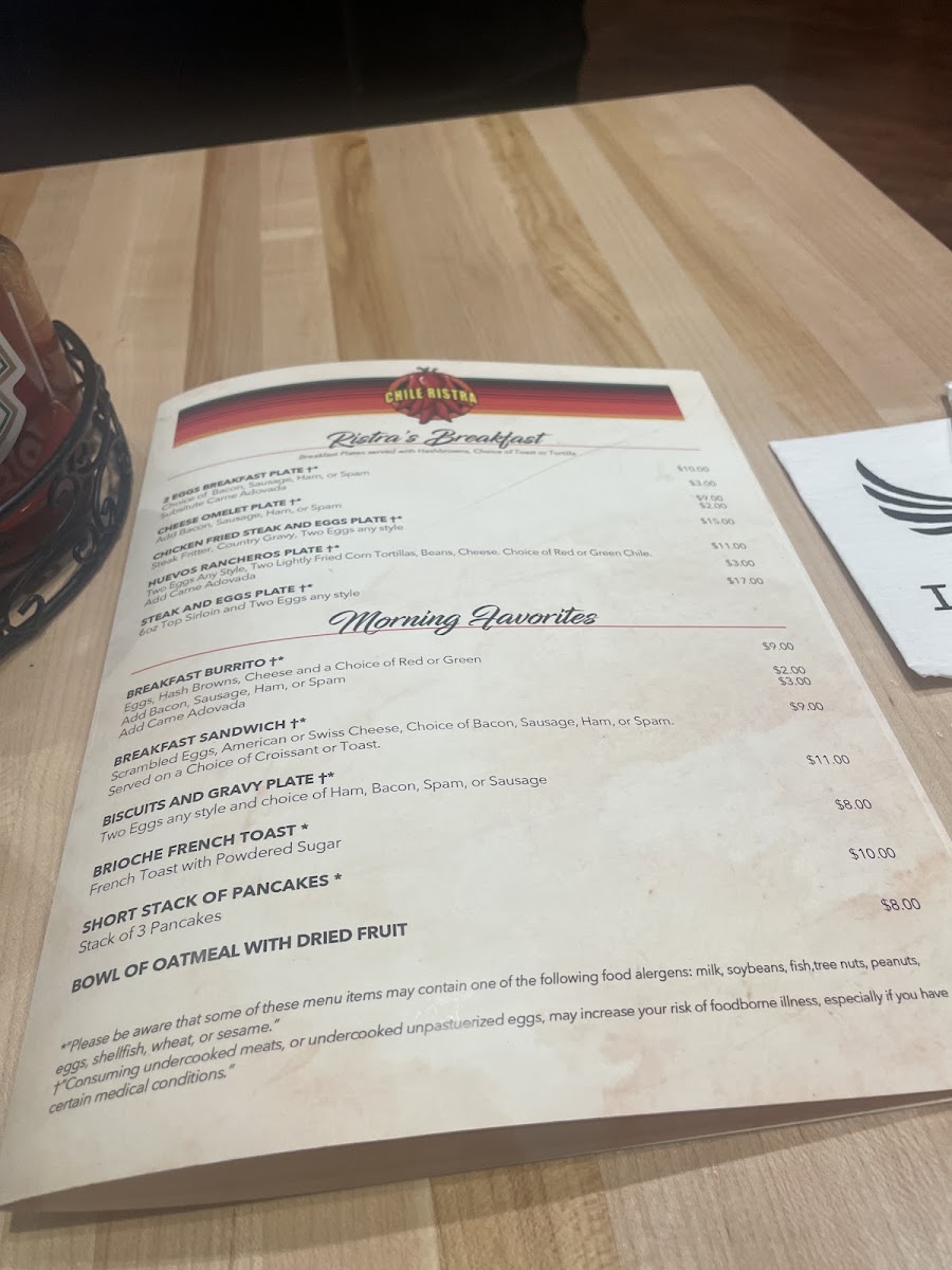 Chile Ristra menu board
