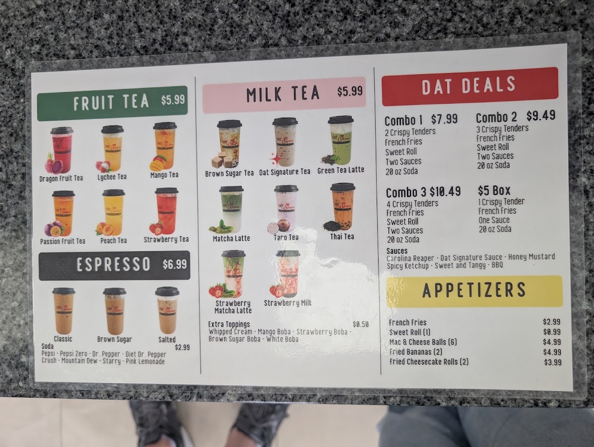 Dat Chicken menu board