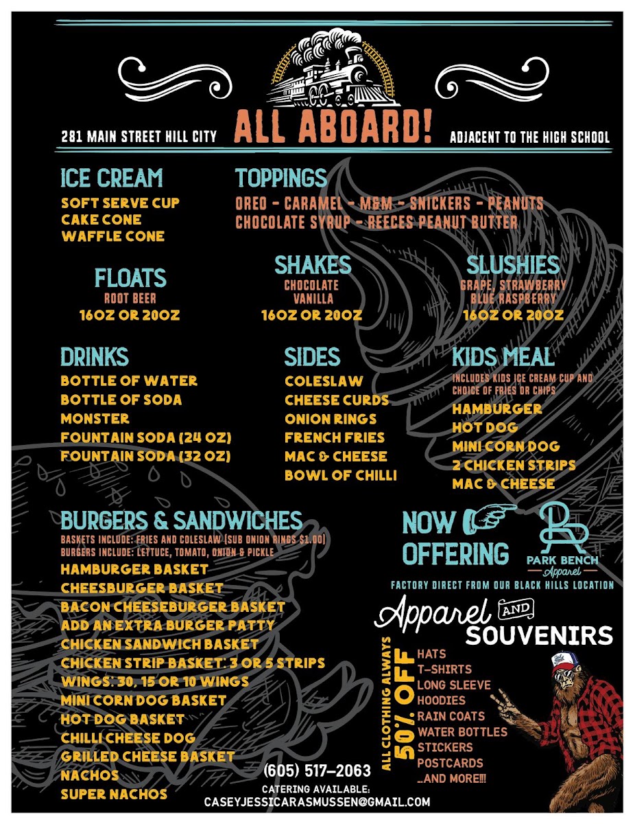 ALL ABOARD menu board
