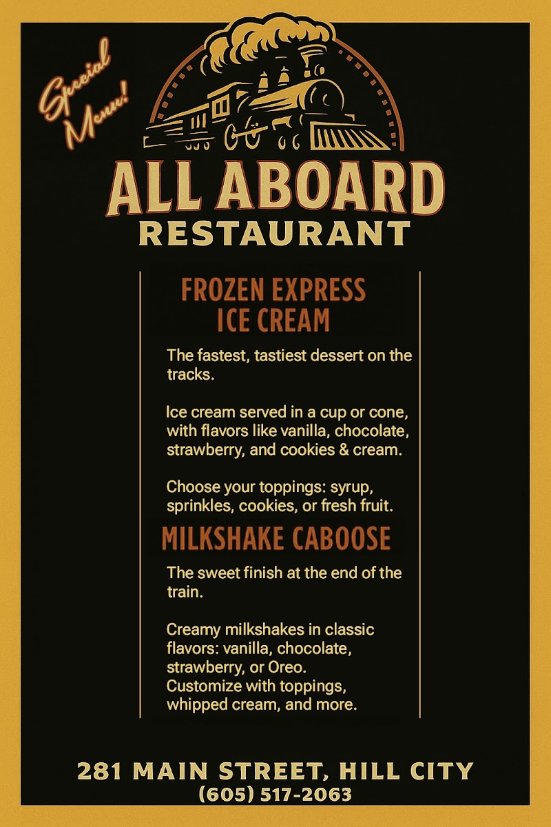 ALL ABOARD menu board