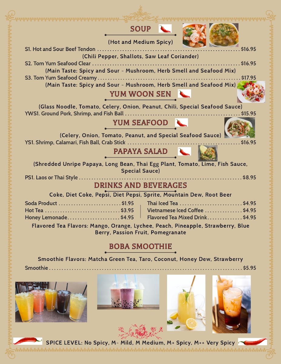 Leela Thai Restaurant menu board