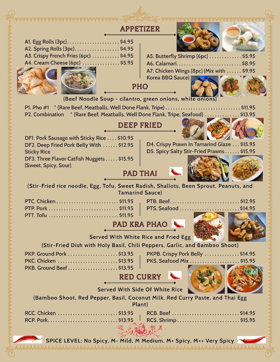 Leela Thai Restaurant menu board
