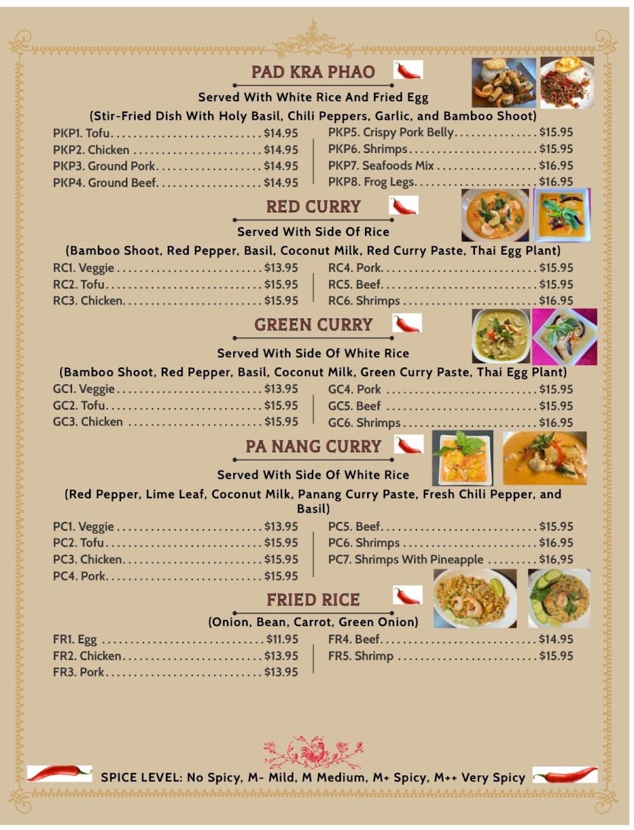 Leela Thai Restaurant menu board