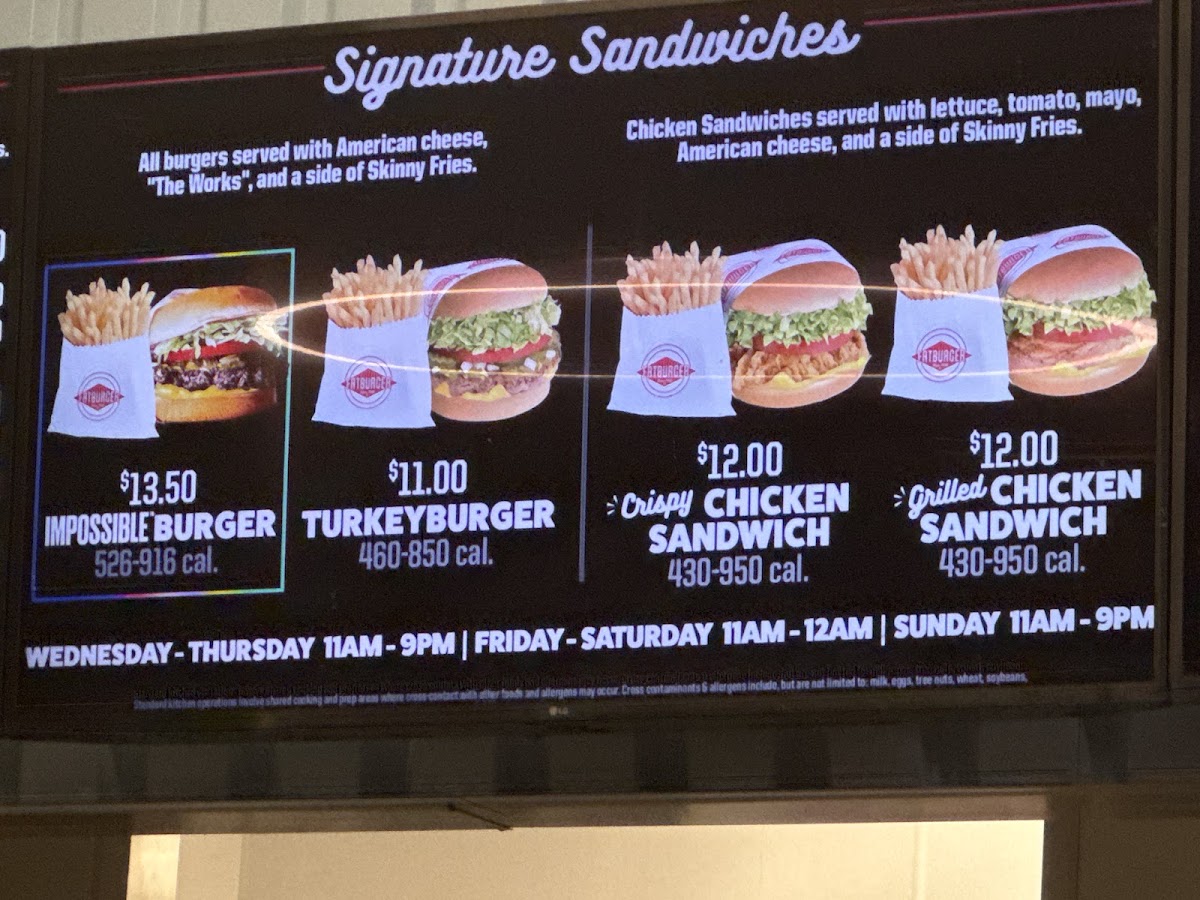 Fatburger menu board