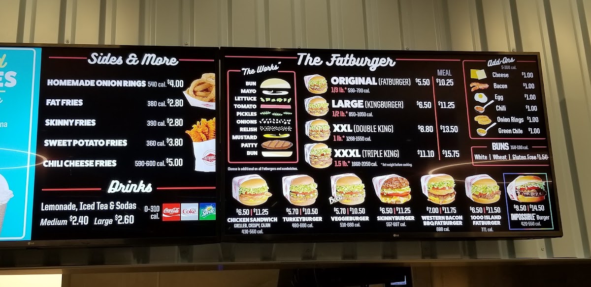 Fatburger menu board