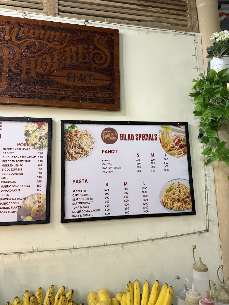 Mommy Phoebe's Place menu board