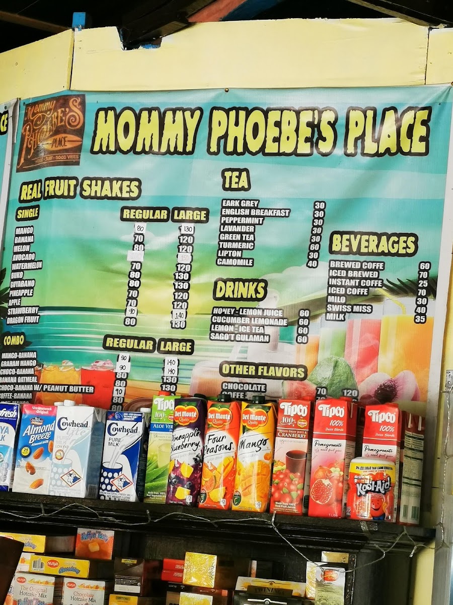 Mommy Phoebe's Place menu board
