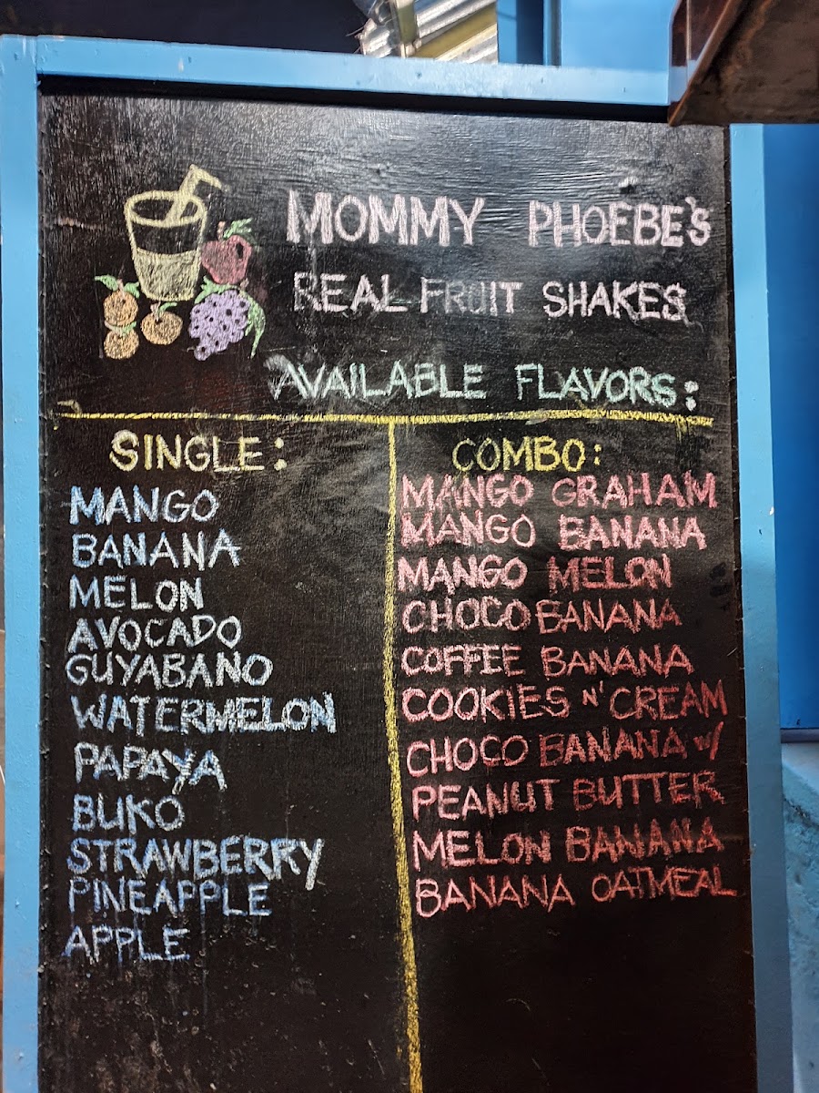 Mommy Phoebe's Place menu board