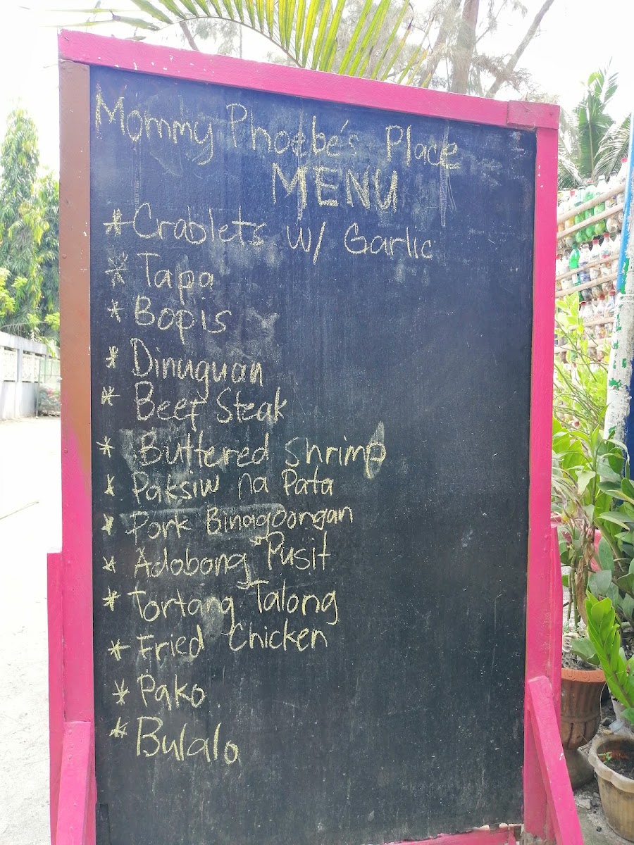 Mommy Phoebe's Place menu board