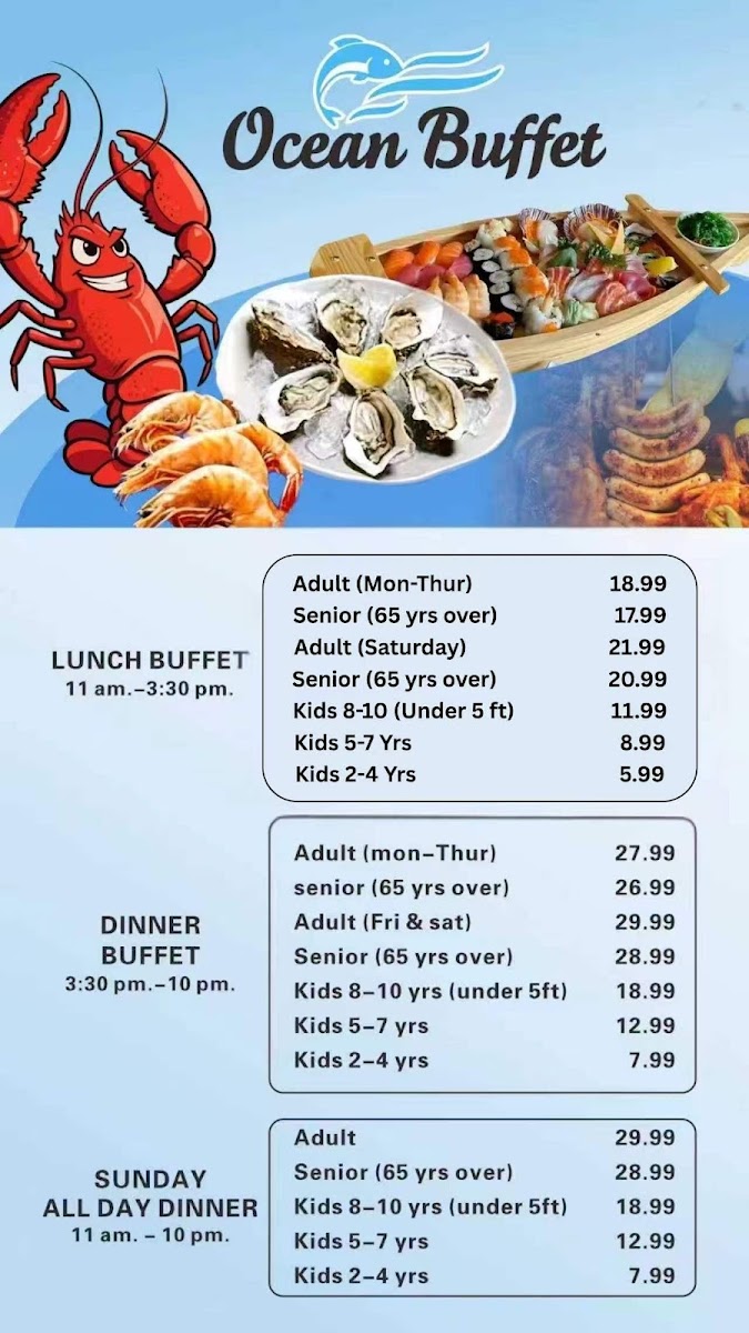 Ocean Buffet menu board
