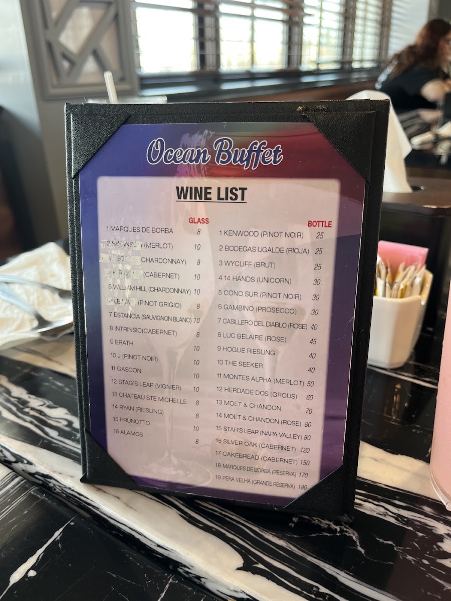 Ocean Buffet menu board