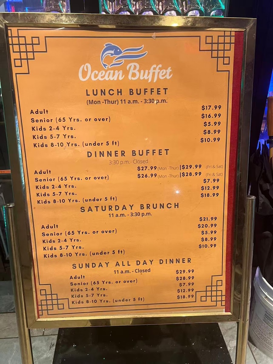 Ocean Buffet menu board