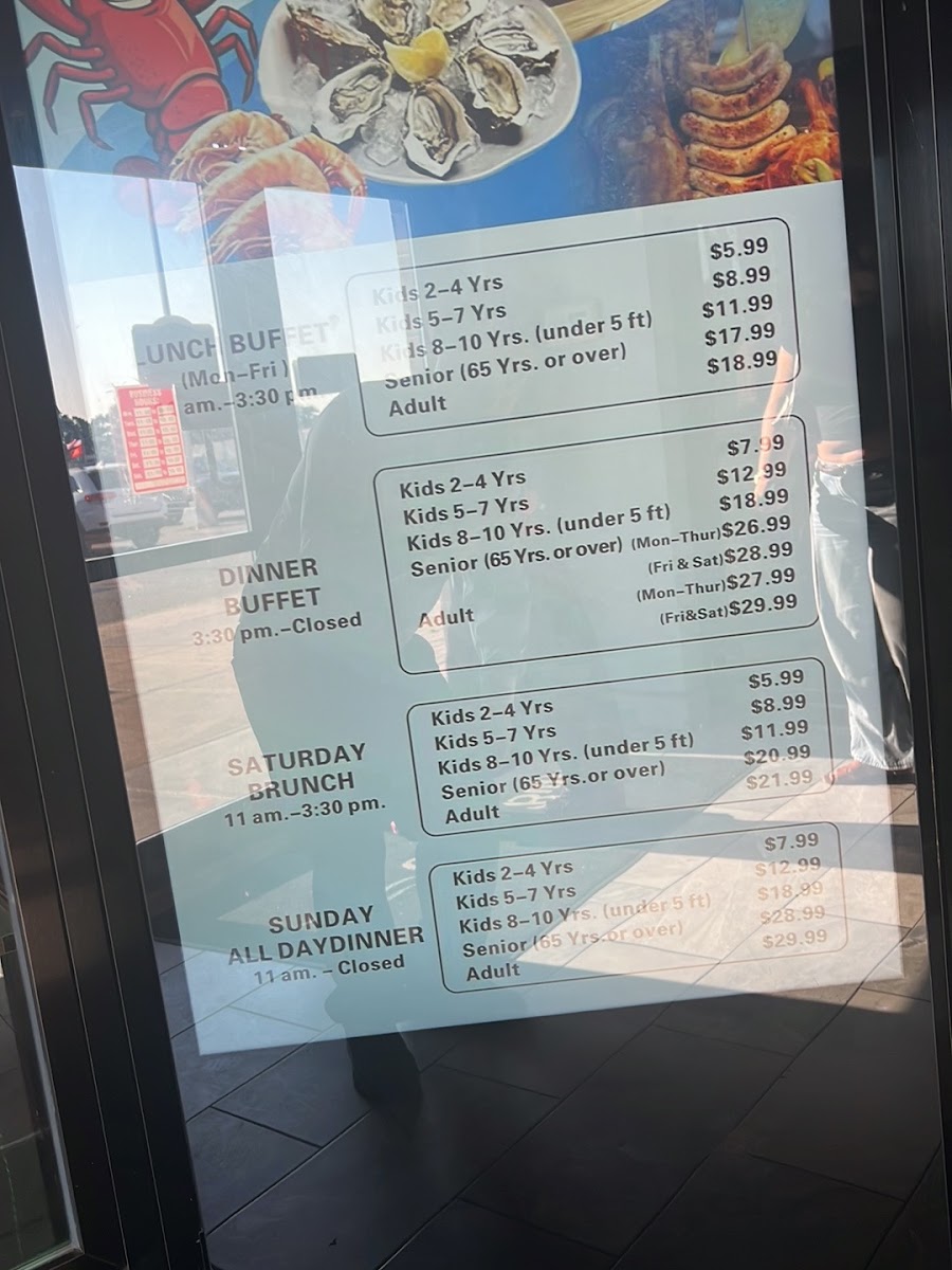 Ocean Buffet menu board