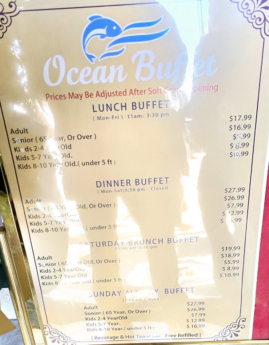 Ocean Buffet menu board