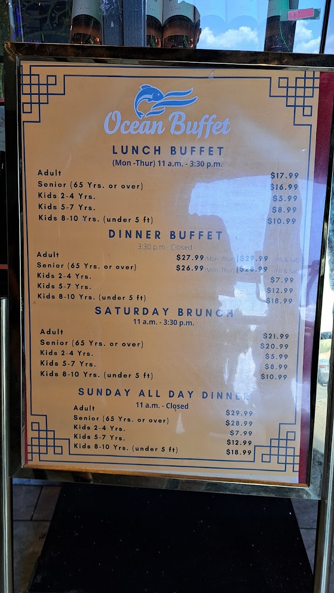 Ocean Buffet menu board