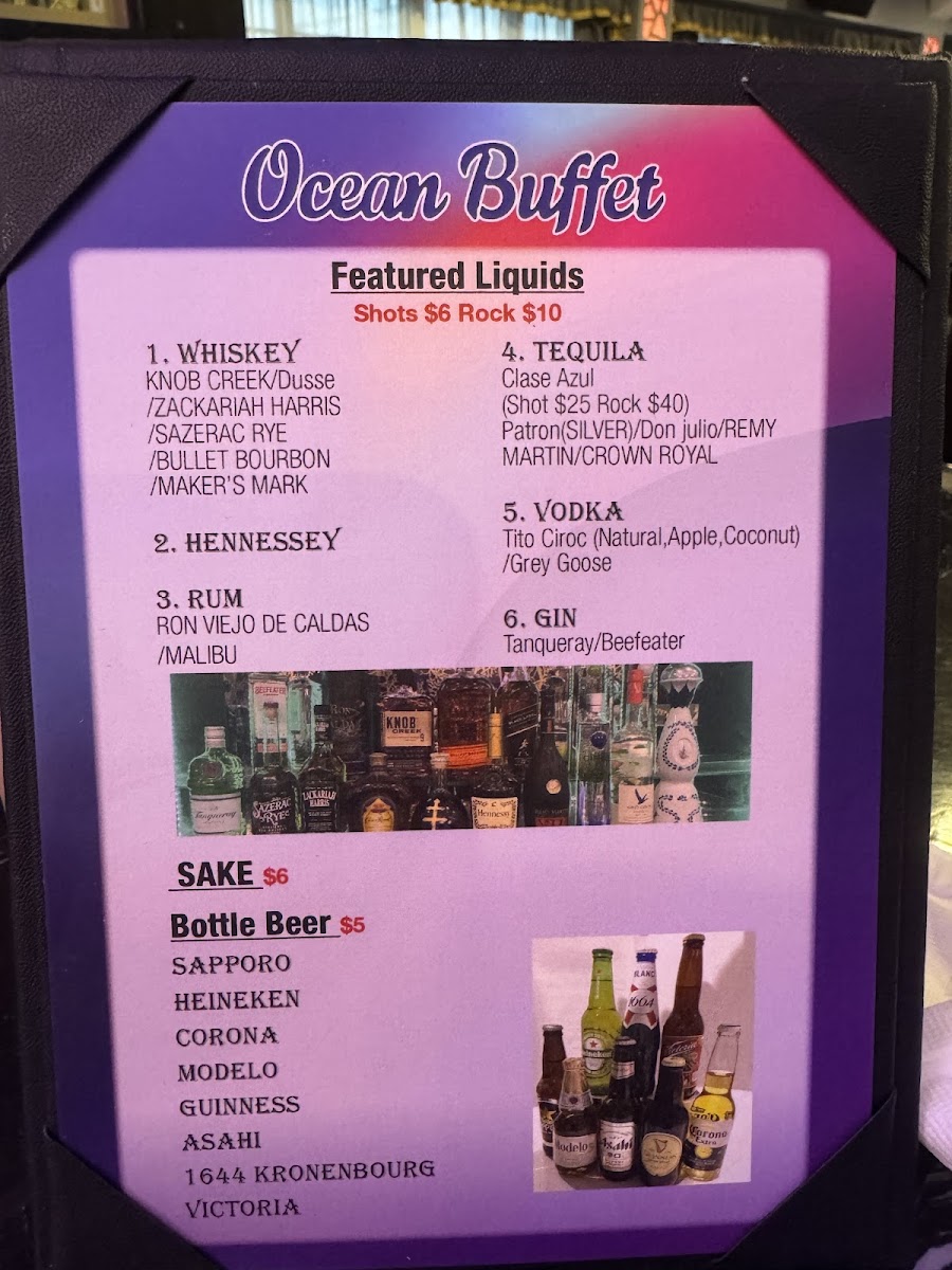 Ocean Buffet menu board