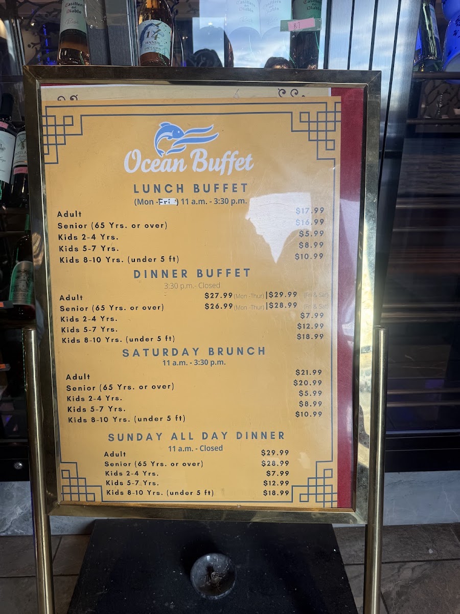 Ocean Buffet menu board