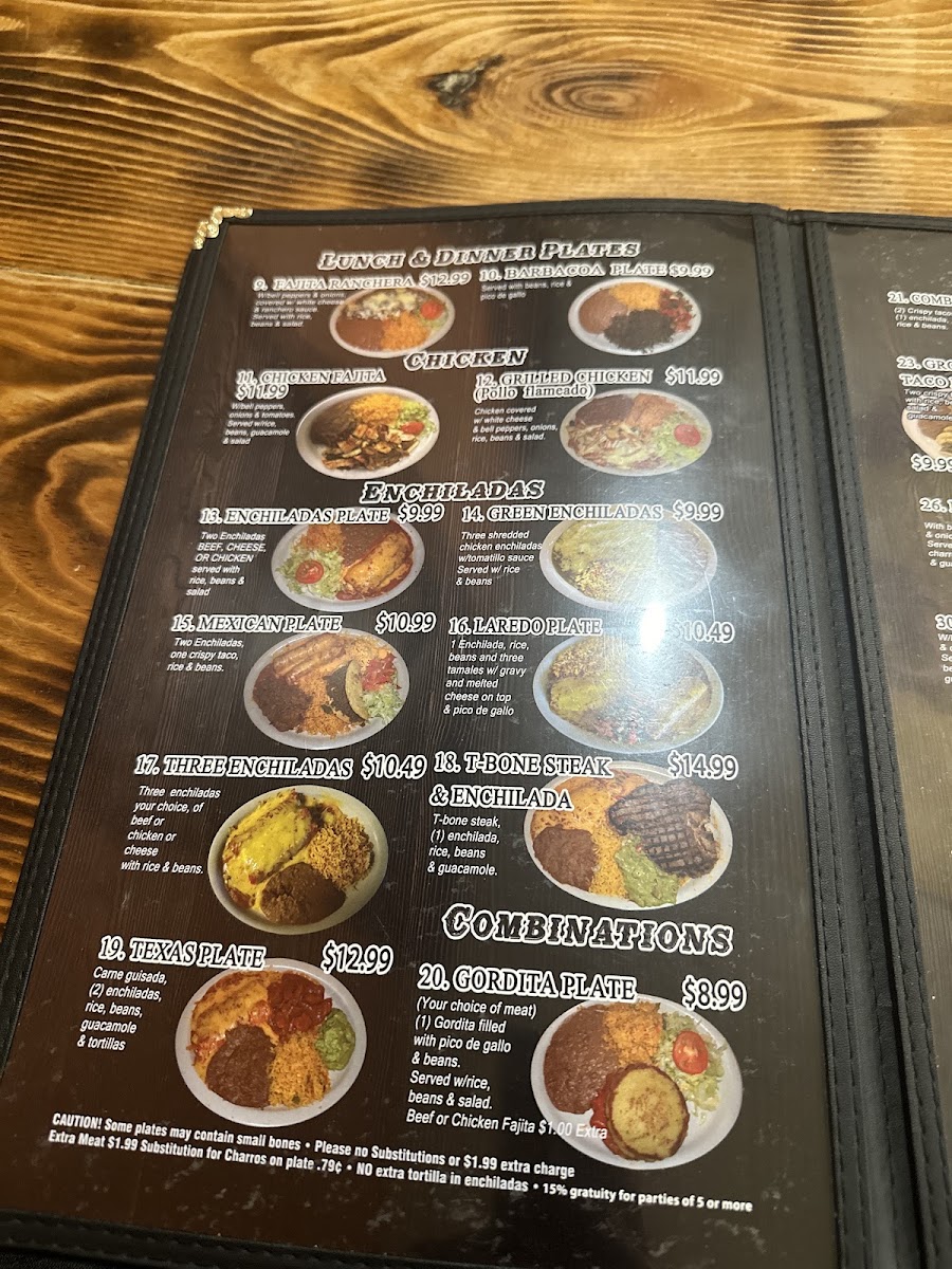 Taqueria Guadalajara Grill menu board