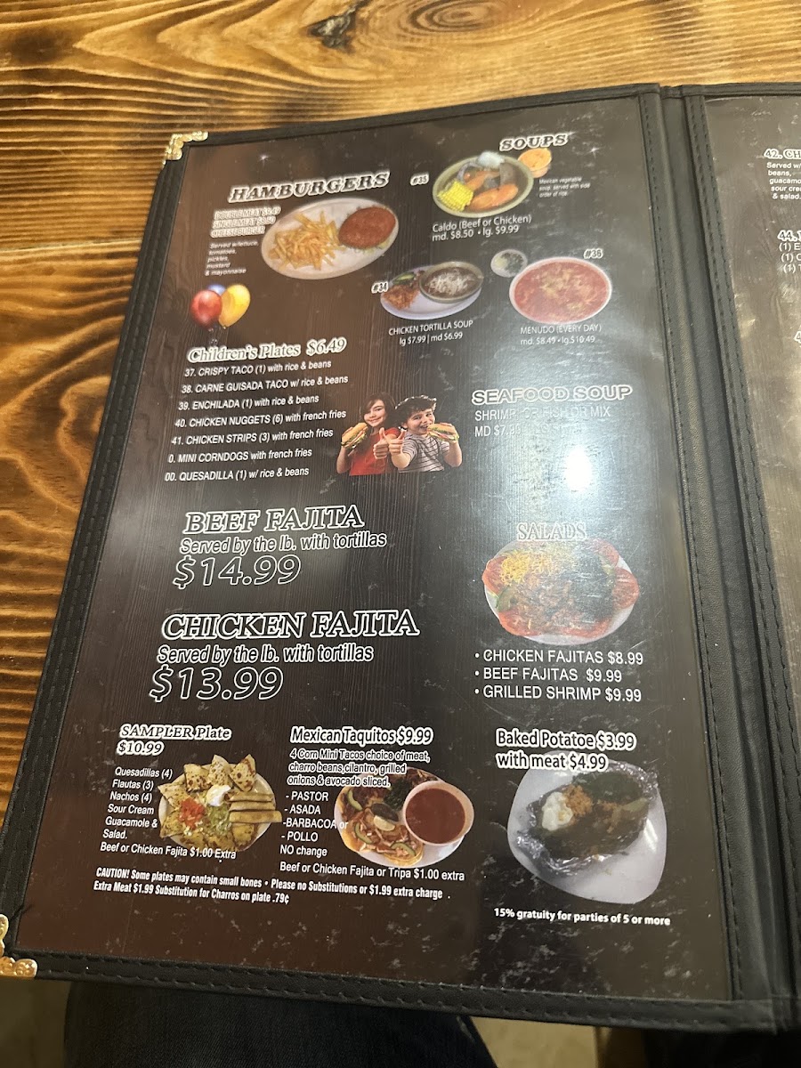 Taqueria Guadalajara Grill menu board