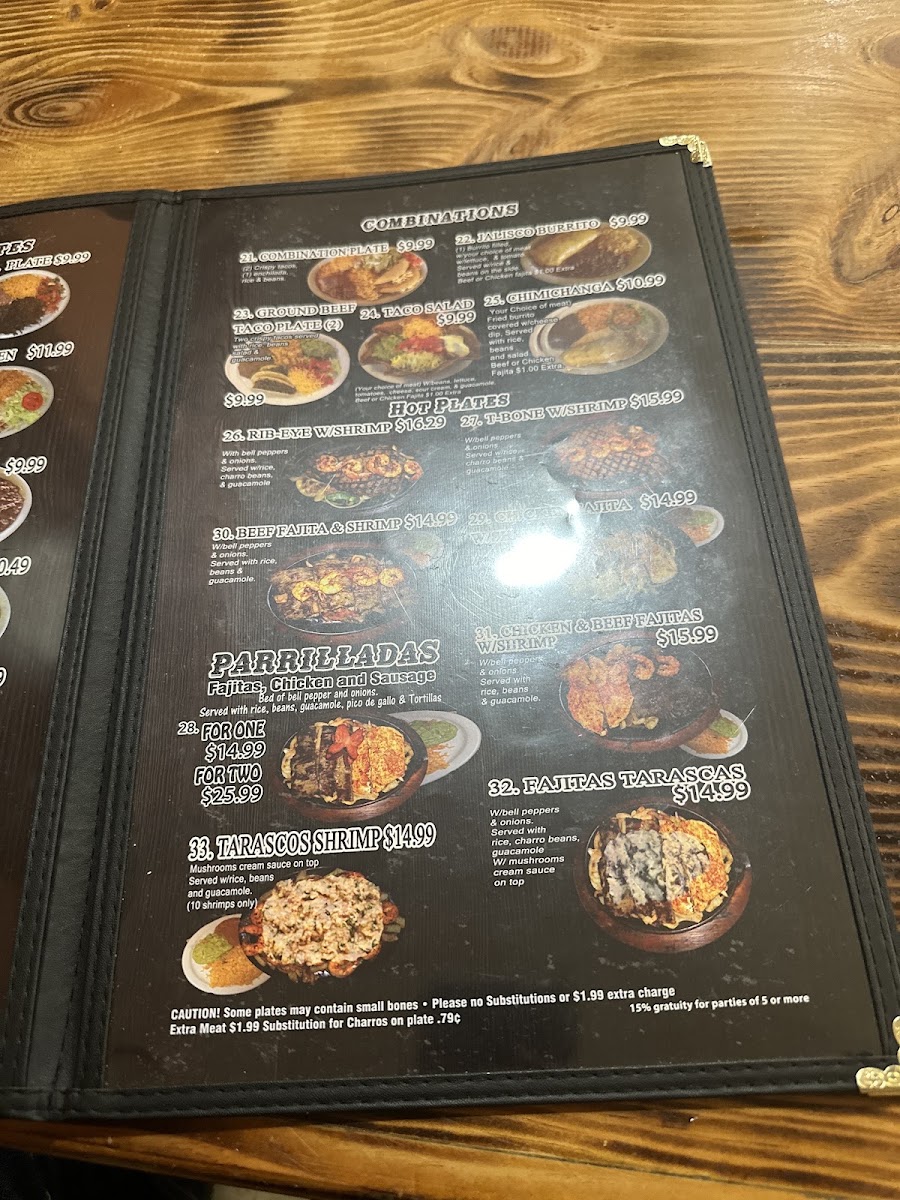 Taqueria Guadalajara Grill menu board