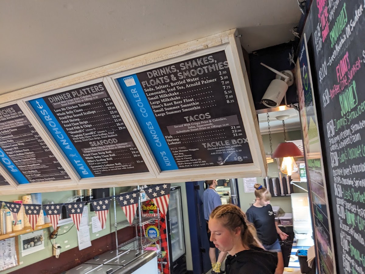 Baited Hook At Mascoma Lake menu board
