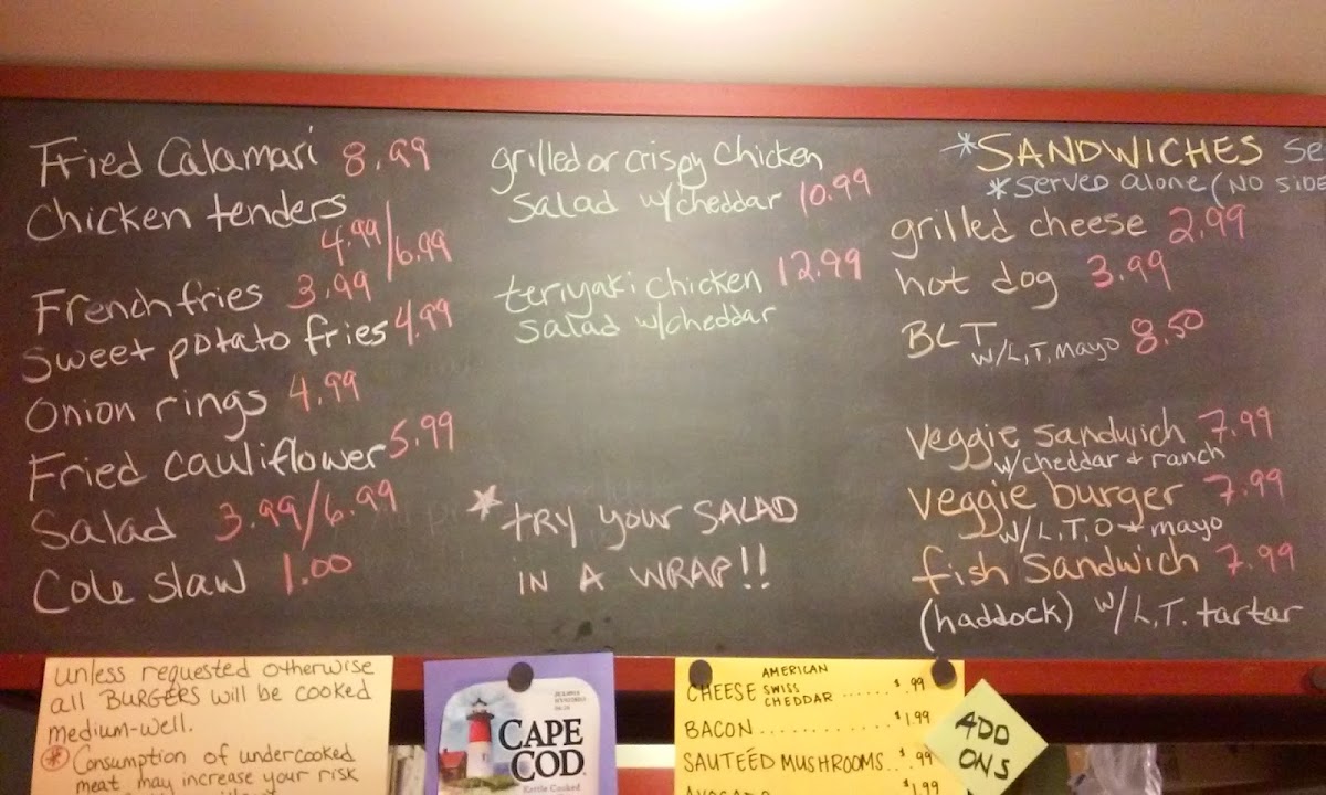 Baited Hook At Mascoma Lake menu board