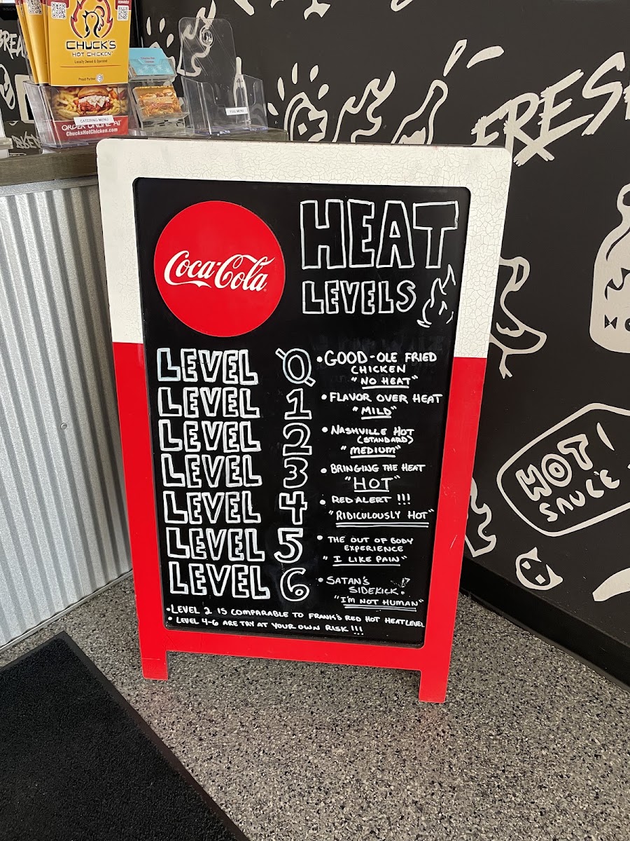 Chuck’s Hot Chicken® menu board