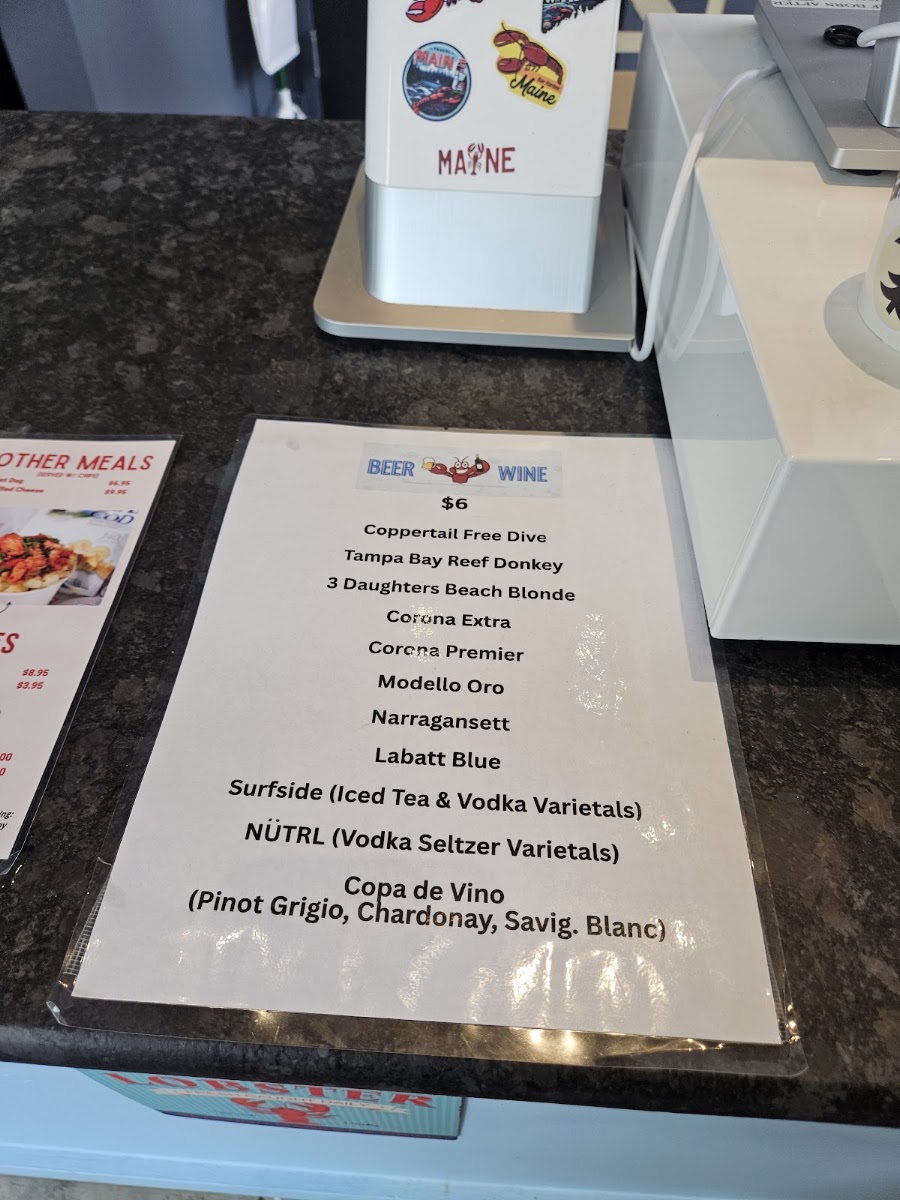 Quincy's Original Lobster Rolls menu board