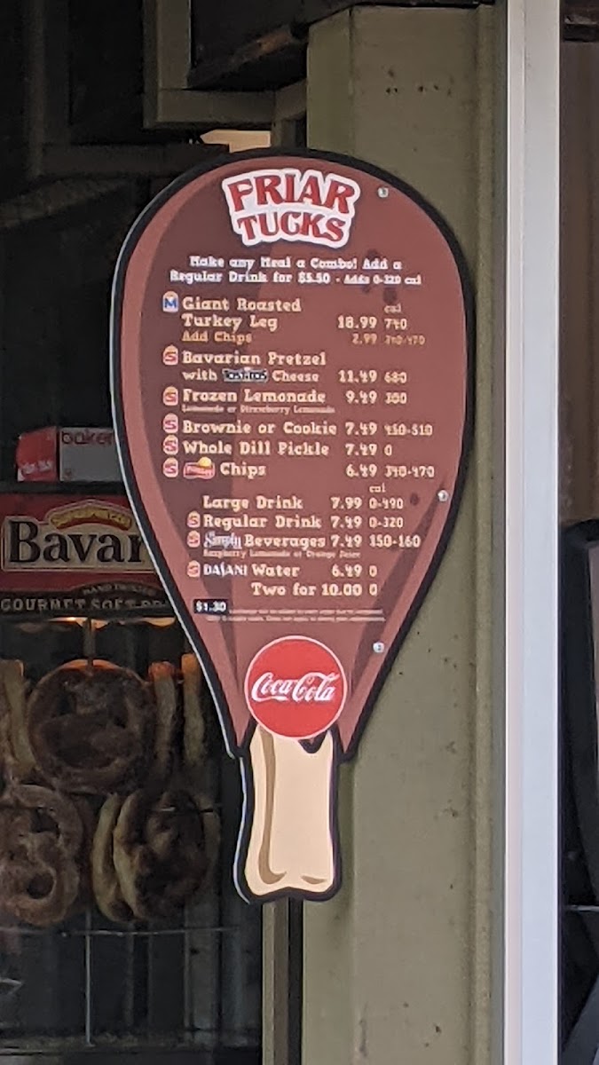 Friar Tuck's menu board